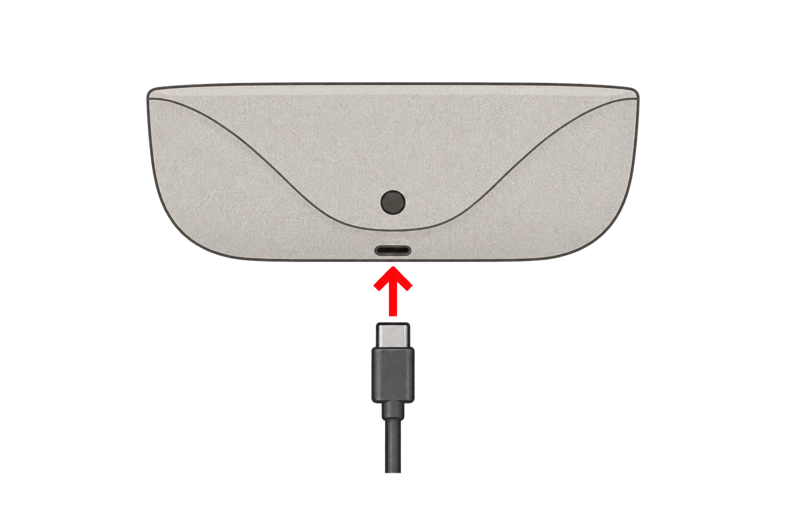 Étui et câble USB-C branché à l’avant